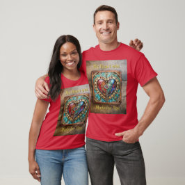Red & Blue Stached Glass Heart Steampunk Serie T-Shirt