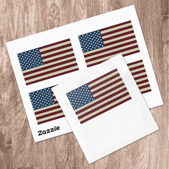 Red & Blue Stars & Stripes American Flags USA Rechteckiger Aufkleber (Von Creator hochgeladen)