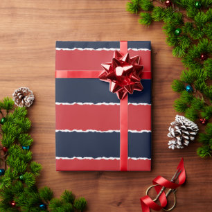 Red Blue Stripes Funny Imitats Torte Weihnachten Geschenkpapier