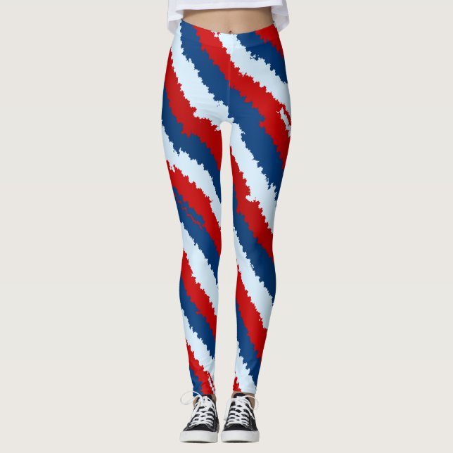 Red Blue Stripes Leggings (Vorderseite)