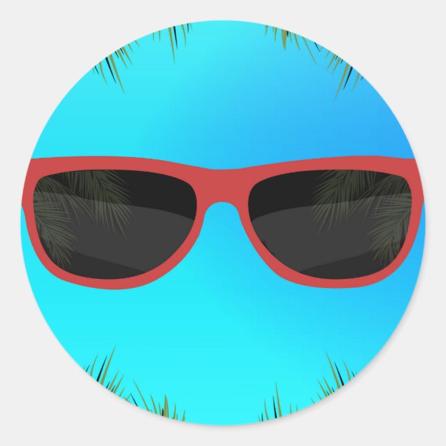 Red Blue Summer Shades Sonnenbrillen Beach Pool Pa Runder Aufkleber (Vorderseite)