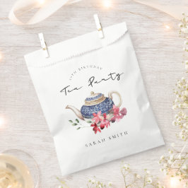 Red Blue Teapot Floral Jegliches Geburtstags Tee P Geschenktütchen