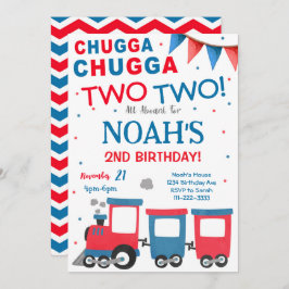 Red Blue Train 2. Geburtstag Einladung