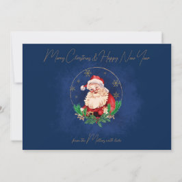 Red Blue Typografie Santa Vintag Frohe Weihnachten