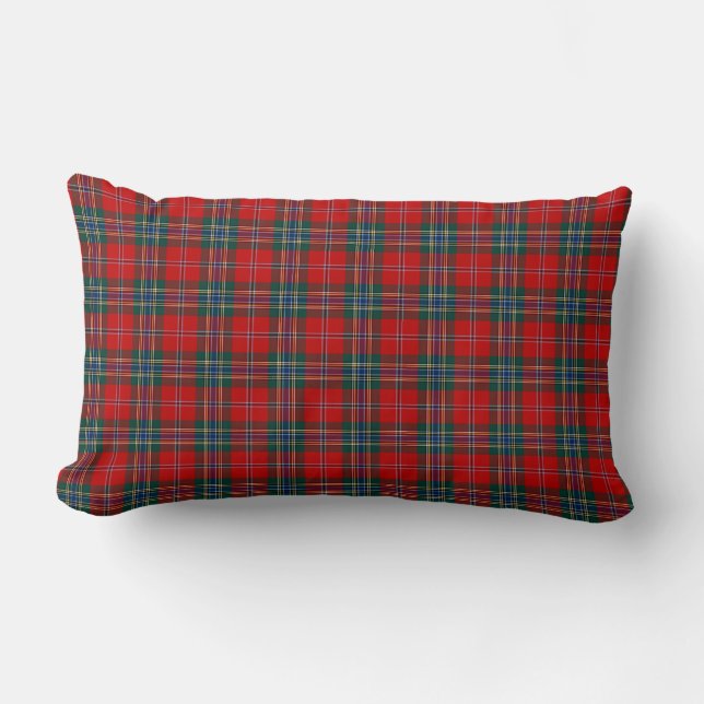 Red, Blue und Green MacLean Clan Scottish Kariert Lendenkissen (Vorderseite)