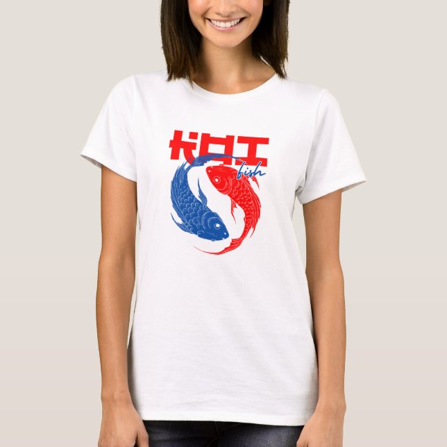 Red Blue und White Koi T-Shirt (Vorderseite)