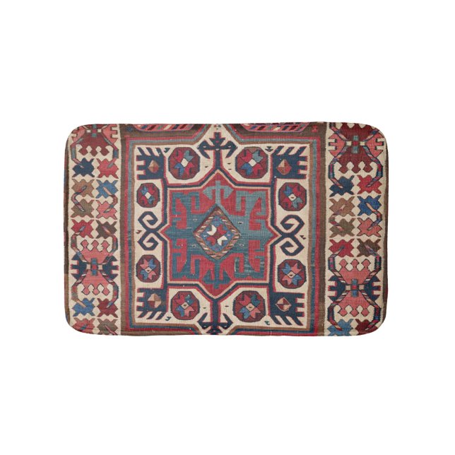 Red Blue Western Santa Fe Cowboy Verziert  Badematte (Vorderseite)