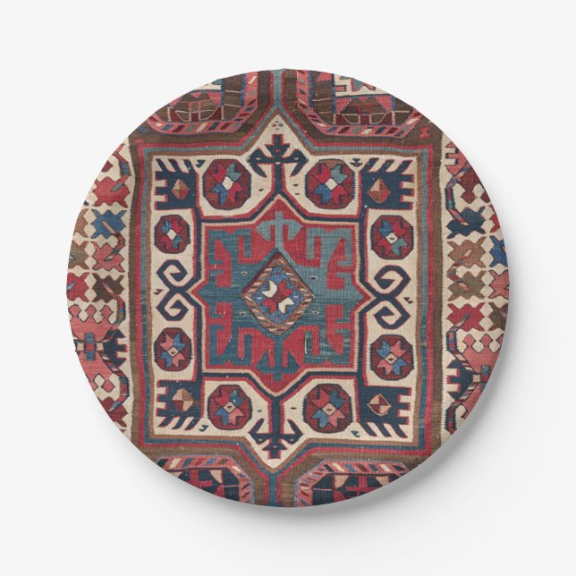 Red Blue Western Santa Fe Cowboy Verziert  Pappteller (Vorderseite)