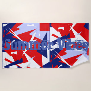 Red Blue White Abstrakt Summer Vibes Beach Handtuc Strandtuch
