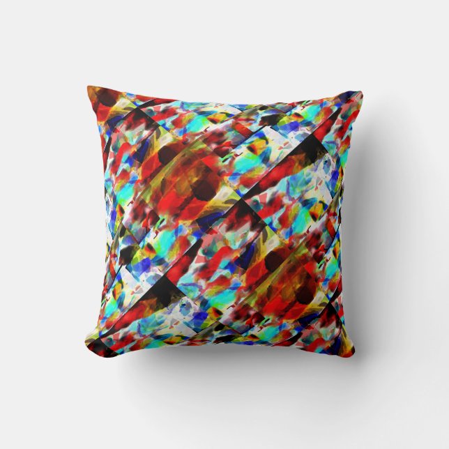 Red Blue White Black Diagonal Moderne Kunst drucke Kissen (Vorderseite)