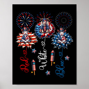 Red Blue White Drei Niedliche Ziegen am 4. Juli Poster