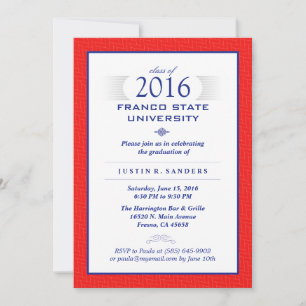 Red Blue & White Formal Graduation Party - Einladu Einladung