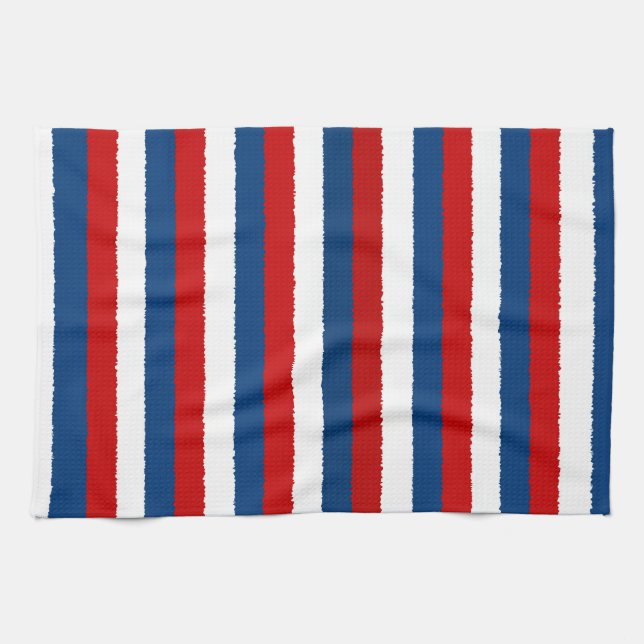 Red Blue White Pattern Handtuch (Horizontal)