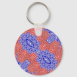 Red Blue White Polka Dot Lacy Blumenmuster Schlüsselanhänger