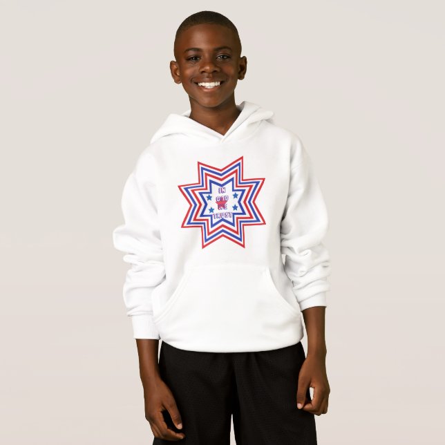 Red, Blue, White Star American Slogan Hoodie (Vorne ganz)