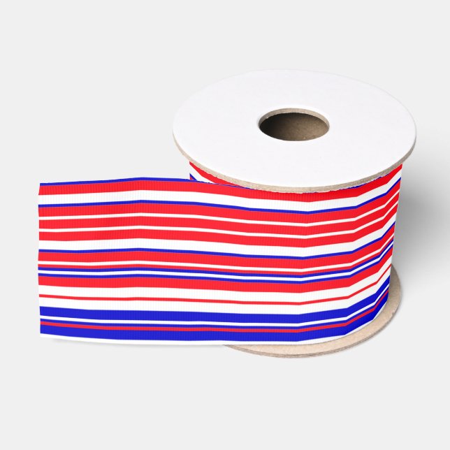 Red Blue White Stripes Cool Modernes Unisex Muster Ripsband (Spule)