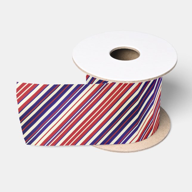 Red Blue White Stripes Cool Modernes Unisex Muster Satinband (Spule)