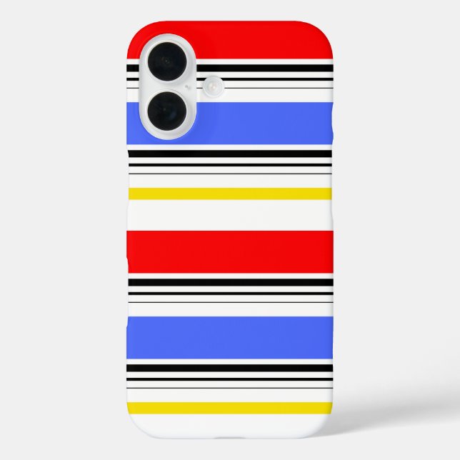 Red Blue White Stripes Design iPhone 16 Hülle (Rückseite)