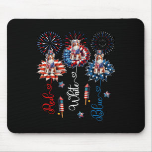 Red Blue White Three Niedliche Australian Shepherd Mousepad