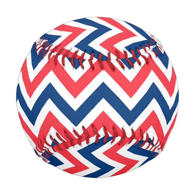 Red Blue White Zig Zag Lines Geometric Baseball (Vorderseite)