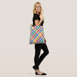 Red Blue Yellow and Green Plaid Print  Tasche
