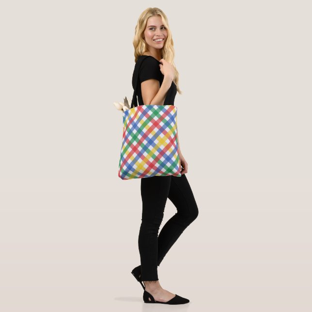Red Blue Yellow and Green Plaid Print  Tasche (Am Model)