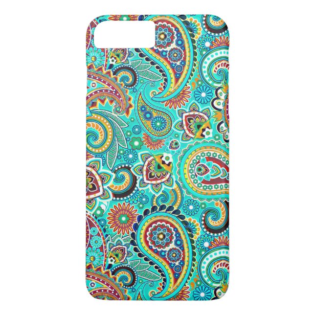 Red Blue Yellow Paisley Case-Mate iPhone Hülle (Rückseite)
