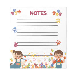 Red Blue Yellow Playful Kids Personalized Notepad Notizblock