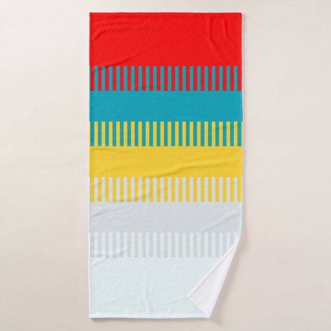 Red Blue Yellow White Grey Chic Einzigartiges Must Badehandtuch (Badehandtuch)