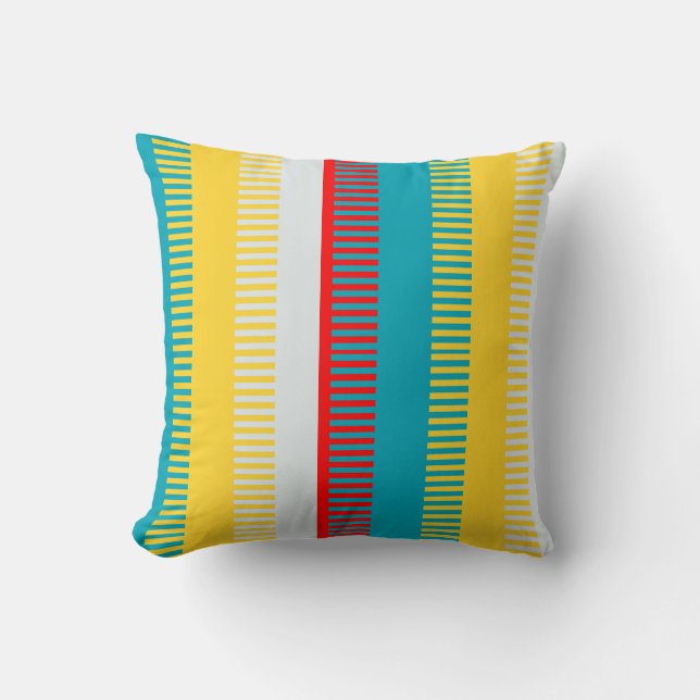 Red Blue Yellow White Grey Chic Einzigartiges Must Kissen (Vorderseite)