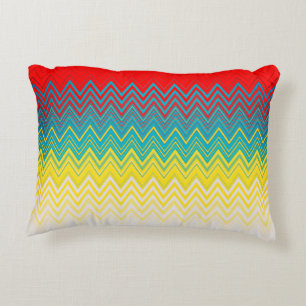 Red Blue Yellow White Zigzag Dekokissen