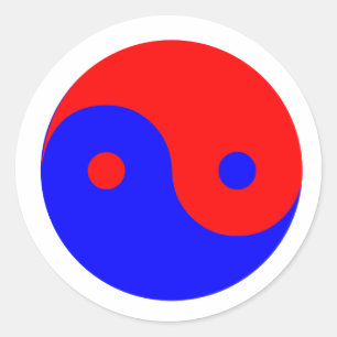 Red Blue Yin Yang Runder Aufkleber