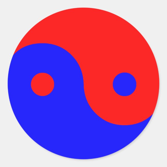 Red Blue Yin Yang Runder Aufkleber (Vorderseite)