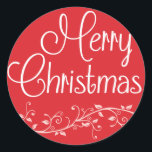 Red Blüh Merry Christmas Sticker<br><div class="desc">Ein niedlicher froher Weihnachtsaufkleber mit einem rosa blüh; verwenden Sie ihn,  um Ihre Feiertagsgrüße oder als Weihnachtslabel zu versenden.</div>