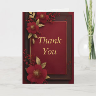 Red Blume auf Dunkelrot & Gold Dankeschön Card Einladung