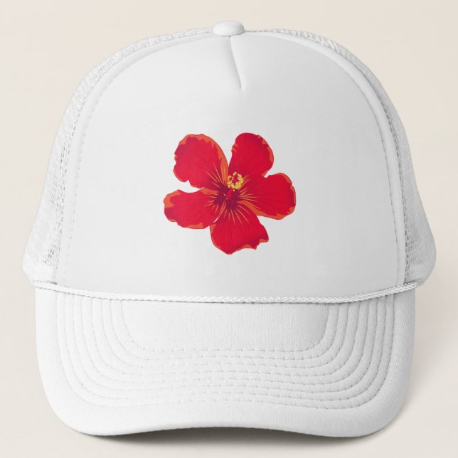 Red Blume bestickter Eimerhut Truckerkappe (Vorderseite)