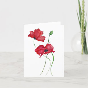 Red Blume Blank Note Card