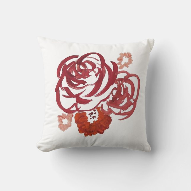 Red Blume Bouquet Painting Kissen (Vorderseite)