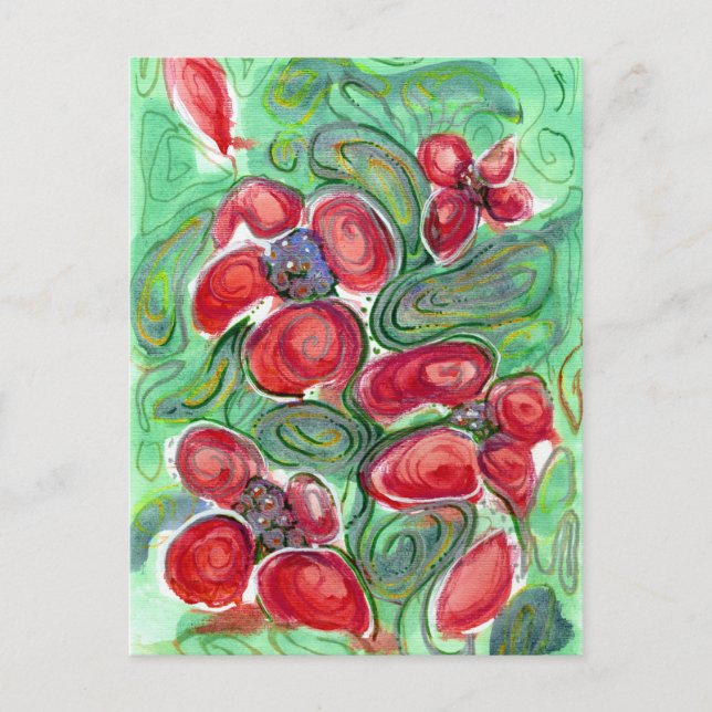 Red Blume Fantasy Postkarte (Vorderseite)