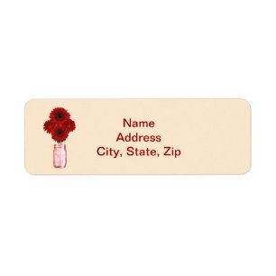 Red Blume Mason Jar Address Labels
