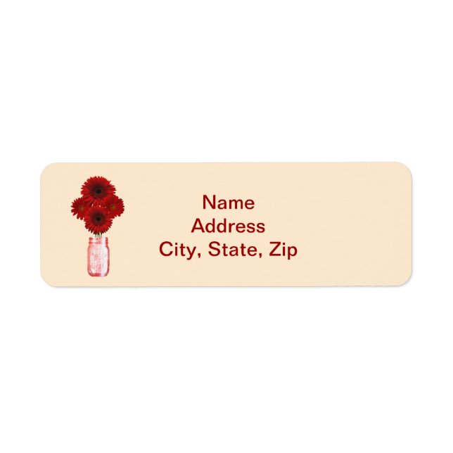 Red Blume Mason Jar Address Labels (Vorne)