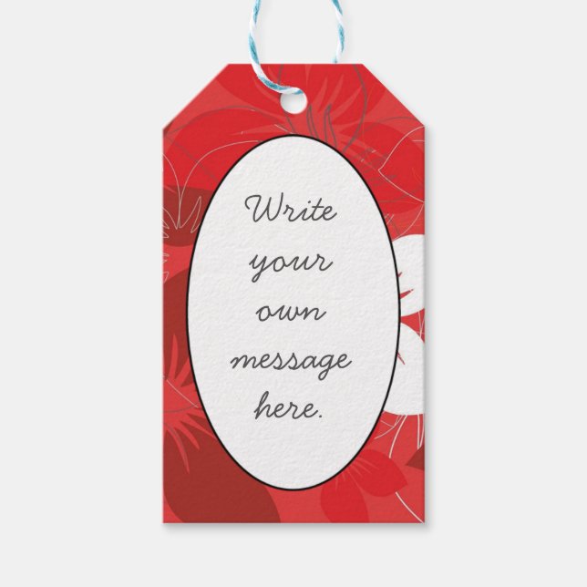 Red Blume Pattern Geschenkanhänger (Vorderseite)