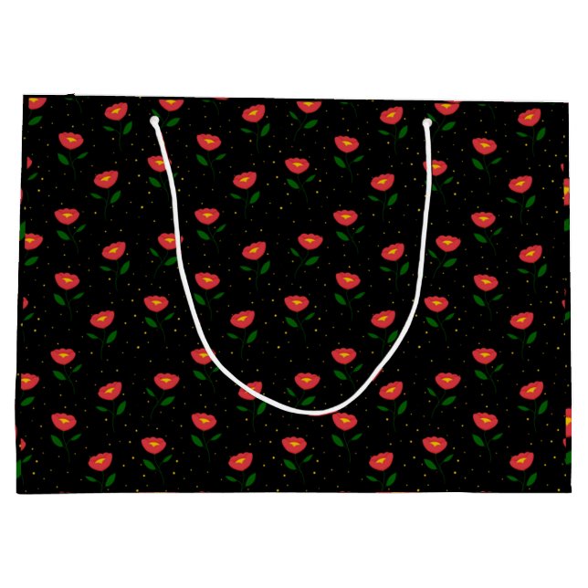Red Blume Poppicks Geschenktasche Große Geschenktüte (Rückseite)