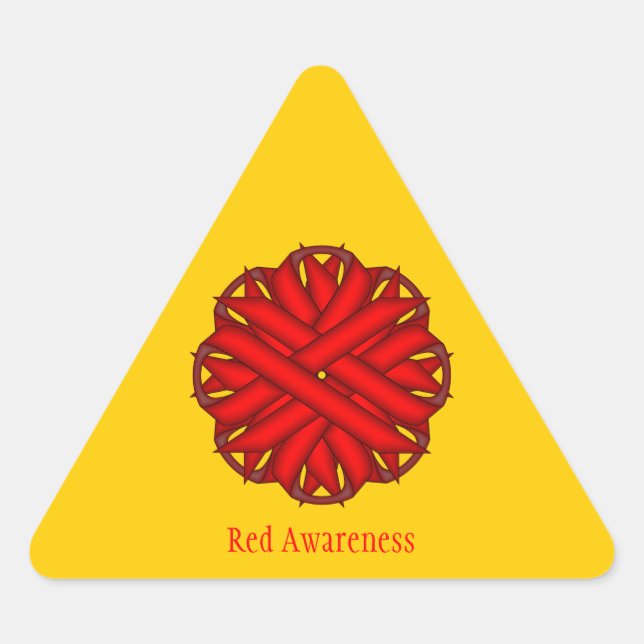 Red Blume Ribbon von Kenneth Yoncich Dreieckiger Aufkleber (Vorderseite)