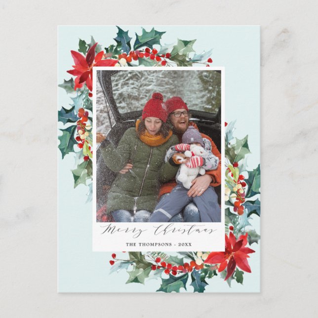 Red Blumen Christmas Pine Needle Funny Message Postkarte (Vorderseite)