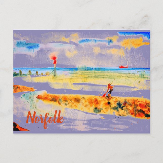 Red Boat on beach in Mundesley, Norfolk Postcard Postkarte (Vorderseite)