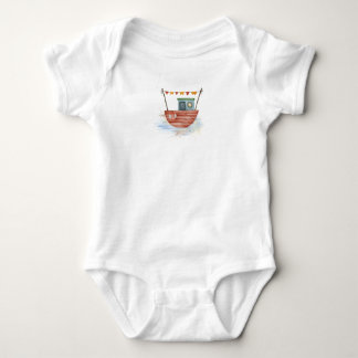 Red Boat on Ocean T-Shirt Baby Strampler