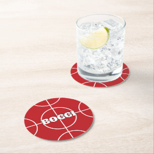 Red Bocci Ball Custom Paper Drinks Coaster Runder Pappuntersetzer