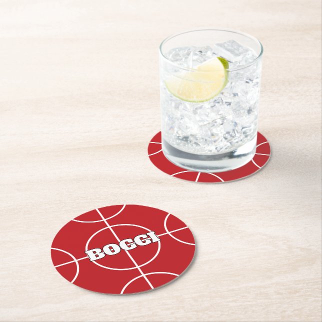 Red Bocci Ball Custom Paper Drinks Coaster Runder Pappuntersetzer (Vor Ort)
