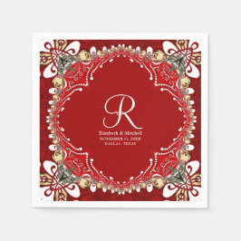 Red Bohemisch Batik Monogram Wedding Serviette